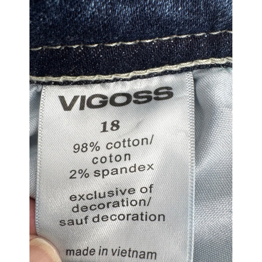 VIGOSS Womens Slim Boot Jeans Dark Wash Embroidered Pockets Size 18 Boho Western - Picture 11 of 12